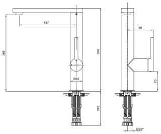 Смеситель для кухни E.C.A. Mina хром 102118034HEX